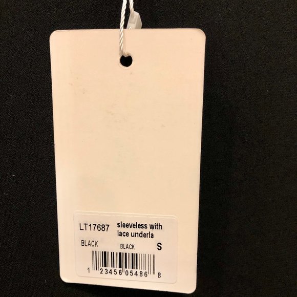 Black sleeveless top with lace underlay - Picture 4 of 7